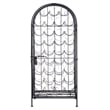 Homy Wine Rack Cabinet with Lock- Holds 35 Bottles- Black Wrought Iron