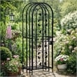 Homy Wine Rack Cabinet with Lock- Holds 35 Bottles- Black Wrought Iron