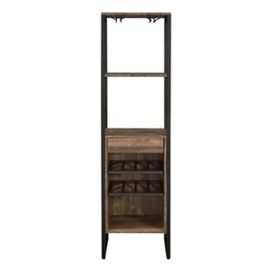 Nery Wine Rack with 1 Drawer and 3 Shelves- 69 Inch- Weathered Oak Brown