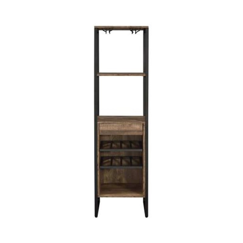 Nery Wine Rack with 1 Drawer- 3 Shelves- 70 Inch Tall- Weathered Oak Brown