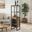 Nery Wine Rack with 1 Drawer- 3 Shelves- 70 Inch Tall- Weathered Oak Brown