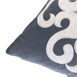 Dery Throw Pillow- Vintage Vine Accented Gray Velvet- 20 Inch Square