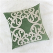 Dery Throw Pillow- Vintage Vine Accented Green Velvet- 20 Inch Square