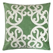 Dery Throw Pillow- Vintage Vine Accented Green Velvet- 20 Inch Square