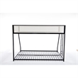 Ady Low Profile Twin Over Full Bunk Bed with Mesh Guardrail- Black Metal