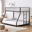 Ady Low Profile Twin Over Full Bunk Bed with Mesh Guardrail- Black Metal