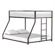 Ady Low Profile Twin Over Full Bunk Bed with Mesh Guardrail- Black Metal