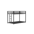 Ady Low Profile Twin Over Twin Bunk Bed with Ladder- Black Metal Frame