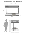 Ady Low Profile Twin Over Twin Bunk Bed with Ladder- Black Metal Frame