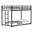 Ady Low Profile Twin Over Twin Bunk Bed with Ladder- Black Metal Frame