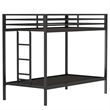 Ady Twin Over Twin Bunk Bed with Ladder and Guardrails- Black Metal Frame