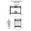 Ady Twin Over Twin Bunk Bed with Ladder and Guardrails- Black Metal Frame