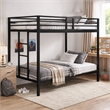 Ady Twin Over Twin Bunk Bed with Ladder and Guardrails- Black Metal Frame