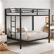 Ady Twin Over Twin Bunk Bed with Ladder and Guardrails- Black Metal Frame