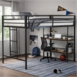 Ady Twin Size Loft Bed with Ladder and 2 Wood Shelves- Black Metal Frame