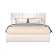 Deny Queen Size Bed- 2 Drawers- Channel Tufted Ivory Boucle Upholstery