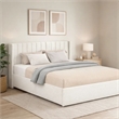 Deny Queen Size Bed- 2 Drawers- Channel Tufted Ivory Boucle Upholstery
