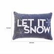 Jiny Dark Lumbar Pillow- Let It Snow White Velvet Embroidery 14x20