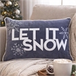 Jiny Dark Lumbar Pillow- Let It Snow White Velvet Embroidery 14x20