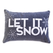 Jiny Dark Lumbar Pillow- Let It Snow White Velvet Embroidery 14x20