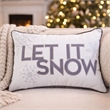 Jiny Lumbar Pillow with Insert- Let It Snow Gray Velvet Embroidery 14x20