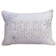 Jiny Lumbar Pillow with Insert- Let It Snow Ivory Velvet Embroidery 14x20
