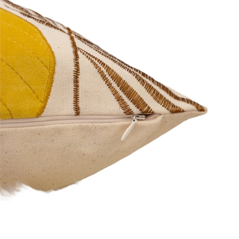 Lefy Accent Pillow Cover- Yellow Cover and White Leaf Vibes- 20 Inch Square