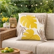 Lefy Accent Pillow Cover- Yellow Cover and White Leaf Vibes- 20 Inch Square