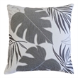 Lefy Accent Pillow- Gray Autumn Leaf Design on White Velvet- 20 Inch Square