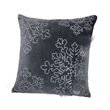 Rola Square Throw Pillow- Silver Snowflake Embroidery- Gray Velvet 20 Inch