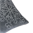 Rola Square Throw Pillow- Silver Snowflake Embroidery- Gray Velvet 20 Inch