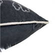 Rola Square Throw Pillow- Silver Snowflake Embroidery- Gray Velvet 20 Inch