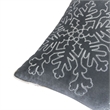 Rola Square Throw Pillow- Silver Snowflake Embroidery- Gray Velvet 20 Inch