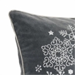 Rola Square Throw Pillow- Snowflake Wreath Embroidery- Gray Velvet 20 Inch