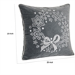 Rola Square Throw Pillow- Snowflake Wreath Embroidery- Gray Velvet 20 Inch