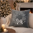 Rola Square Throw Pillow- Snowflake Wreath Embroidery- Gray Velvet 20 Inch