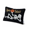 Teya Lumbar Pillow- Skeleton Embroidery- Trick or Treat Black Velvet 14x20