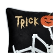 Teya Lumbar Pillow- Skeleton Embroidery- Trick or Treat Black Velvet 14x20