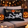 Teya Lumbar Pillow- Skeleton Embroidery- Trick or Treat Black Velvet 14x20