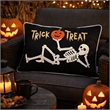 Teya Lumbar Pillow- Skeleton Embroidery- Trick or Treat Black Velvet 14x20