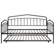 Fea Twin Size Daybed with Pull Out Twin Trundle- Black Metal Frame