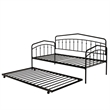 Fea Twin Size Daybed with Pull Out Twin Trundle- Black Metal Frame