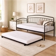 Fea Twin Size Daybed with Pull Out Twin Trundle- Black Metal Frame