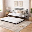 Fea Twin Size Daybed with Pull Out Twin Trundle- Black Metal Frame