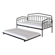 Fea Twin Size Daybed with Pull Out Twin Trundle- Black Metal Frame