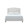 Heny King Size Bed with Wingback Tall Headboard- Ivory Fabric Upholstery