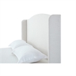 Heny King Size Bed with Wingback Tall Headboard- Ivory Fabric Upholstery