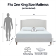 Heny King Size Bed with Wingback Tall Headboard- Ivory Fabric Upholstery