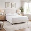 Heny King Size Bed with Wingback Tall Headboard- Ivory Fabric Upholstery