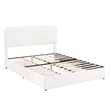 Lez Queen Size Platform Bed with 4 Storage Drawers- Ivory Boucle Upholstery